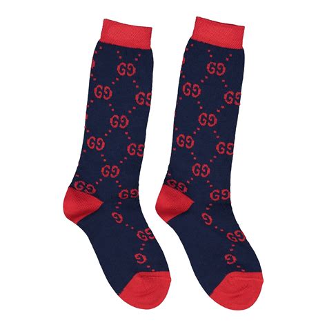 Baby GG cotton socks in navy and red .